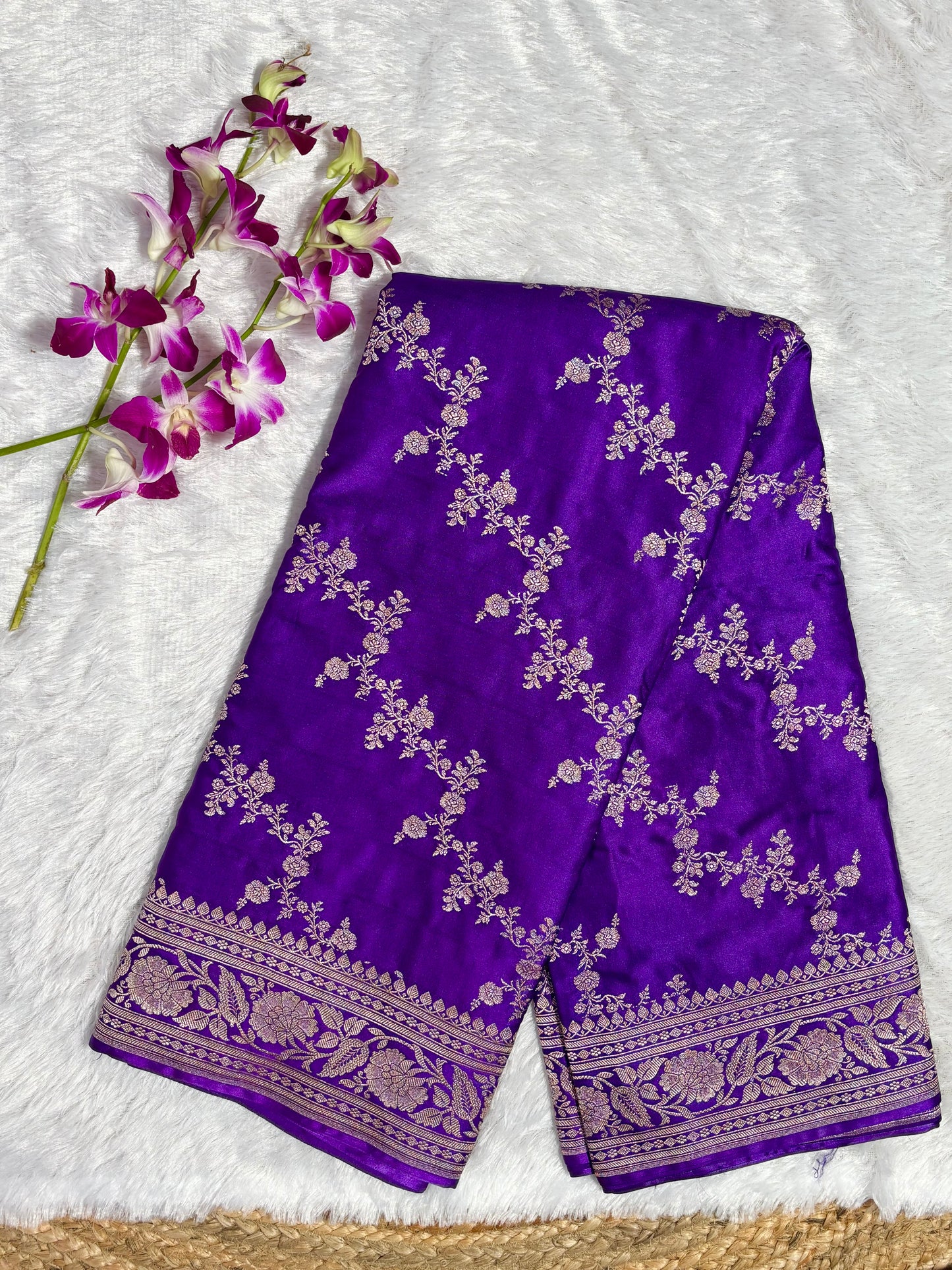 Banaras Mashru Kathan Saree- Purple