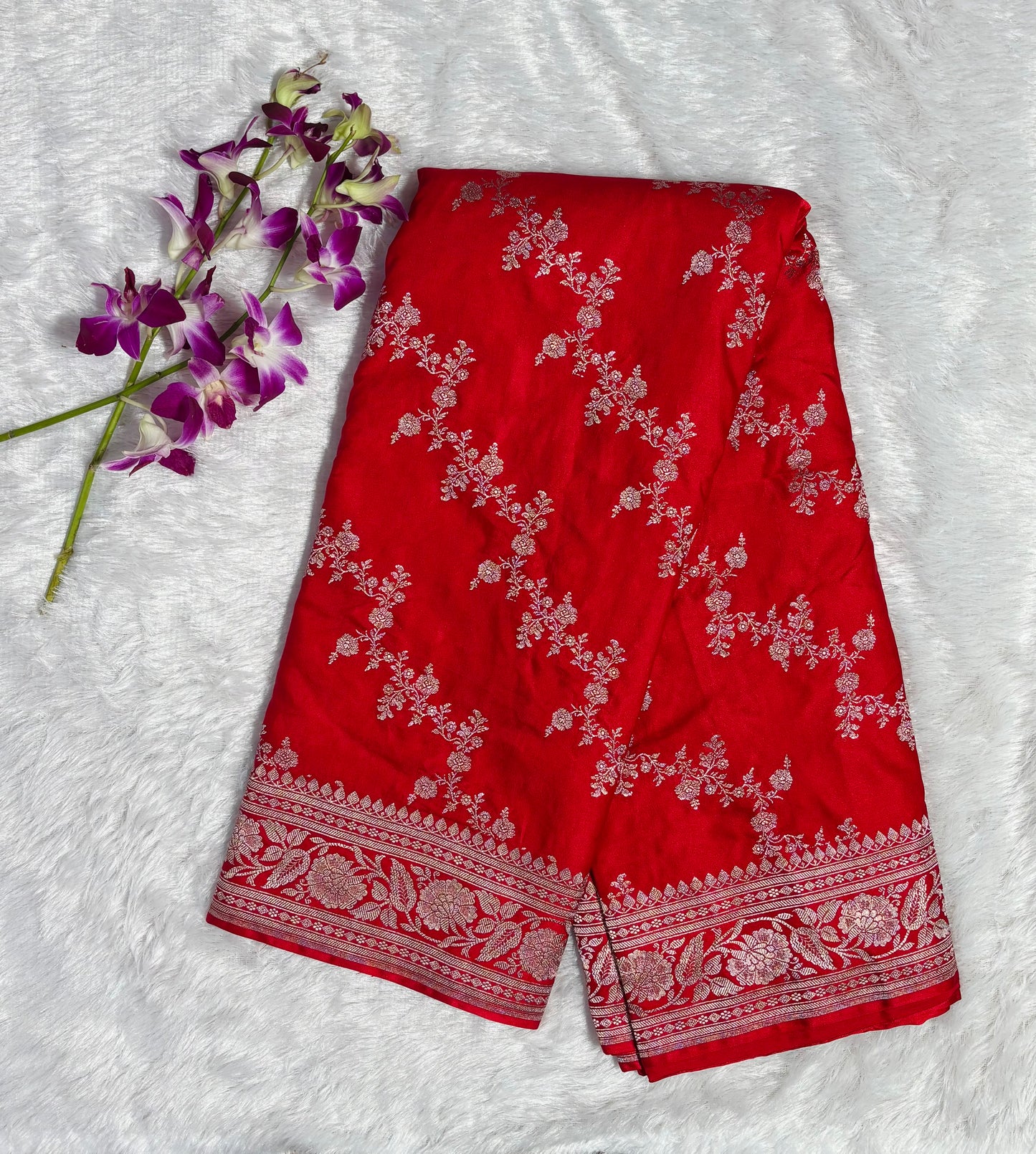 Banaras Mashru Kathan Saree- Red
