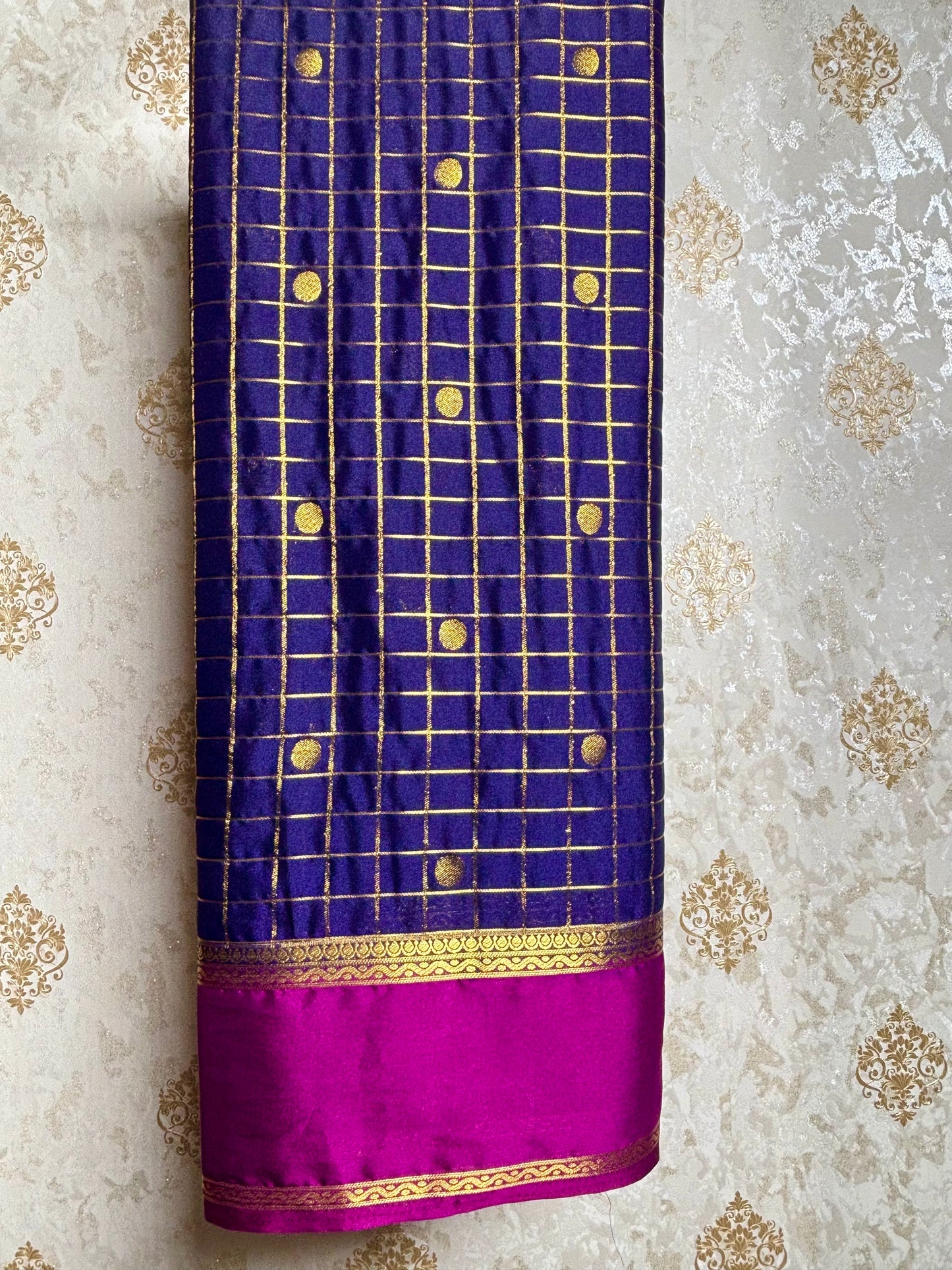 Semi mysore silk saree in checkered