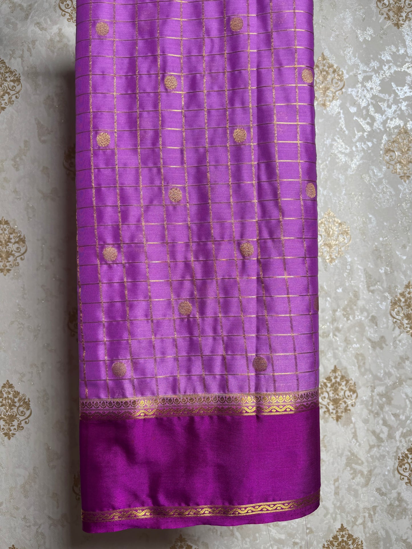 Semi Mysore silk saree in checkered