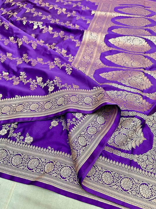 Banaras Mashru Kathan Saree- Purple