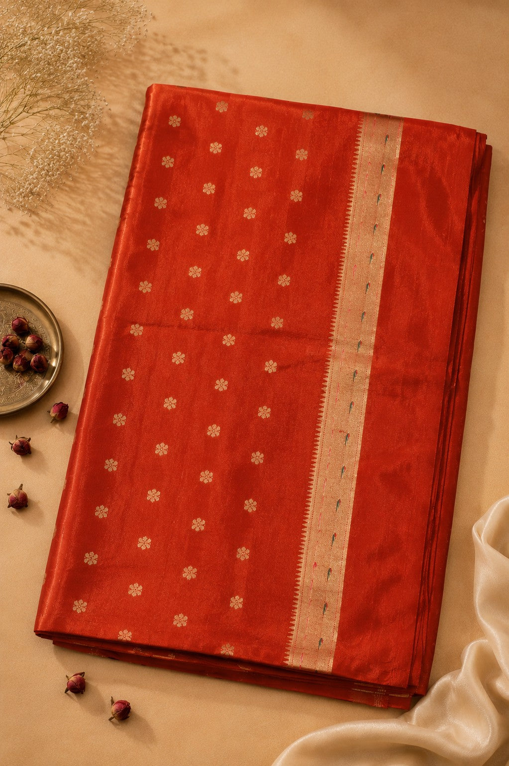 Dola silk With Paithani border