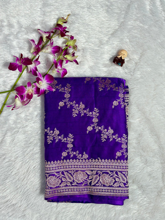 Banaras Mashru Kathan Saree- Purple