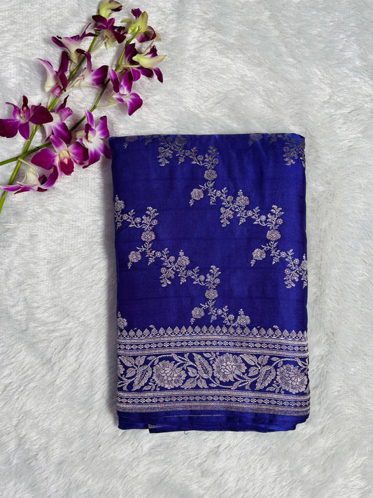 Banaras Mashru Kathan Saree- Blue