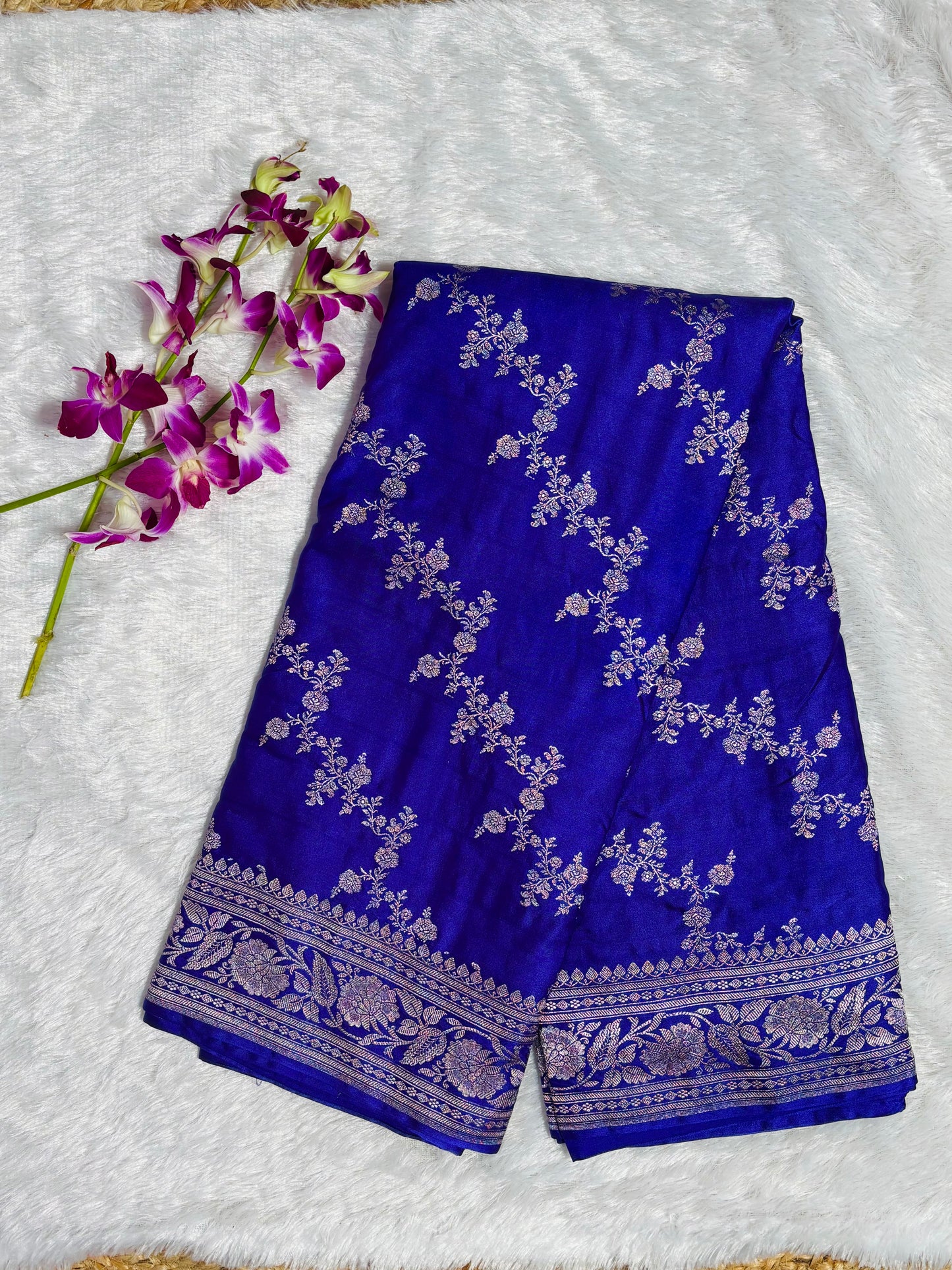 Banaras Mashru Kathan Saree- Blue