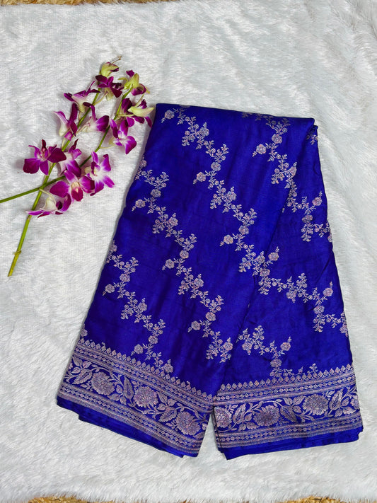 Banaras Mashru Kathan Saree- Blue