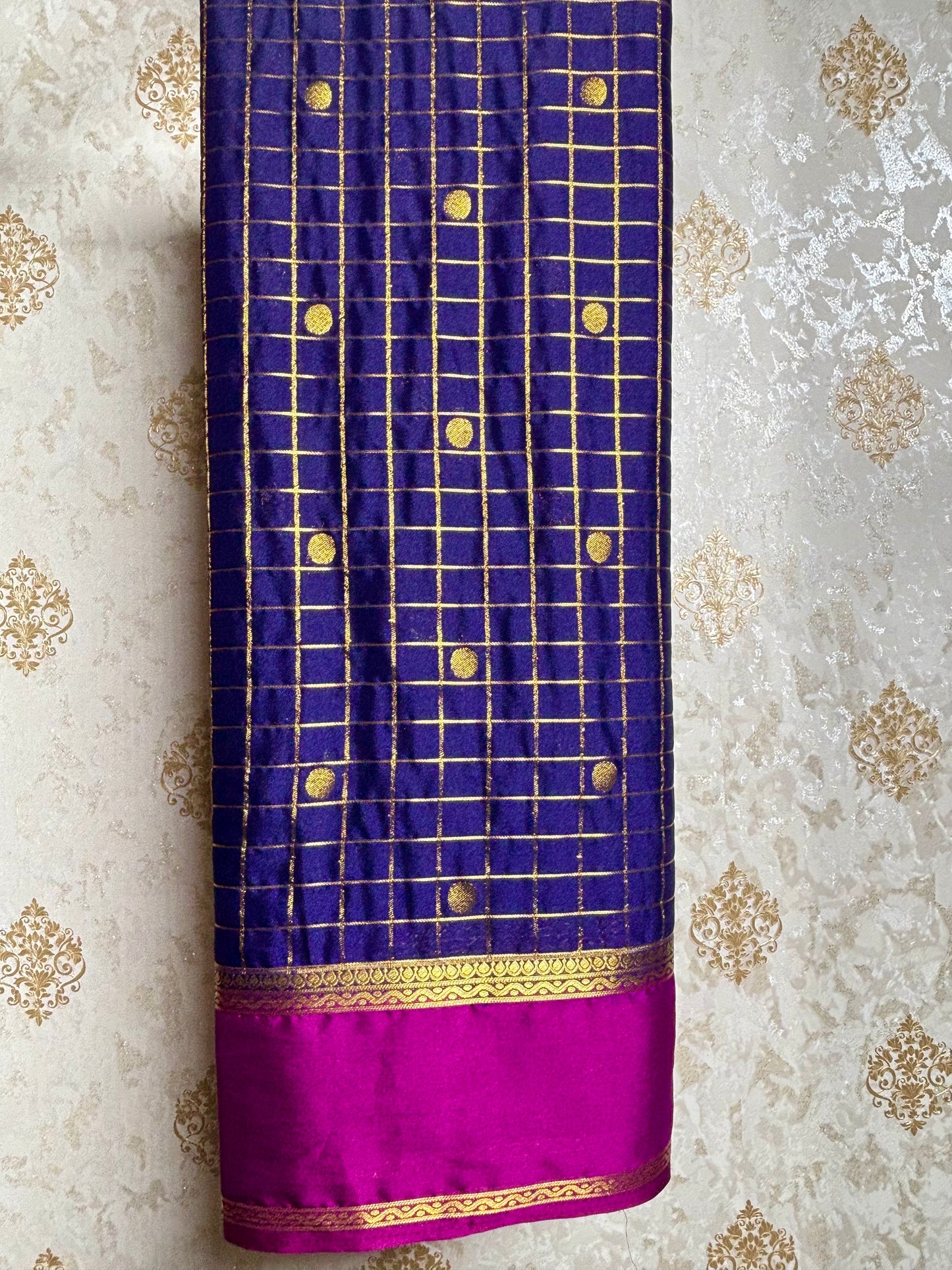 Semi mysore silk saree in checkered