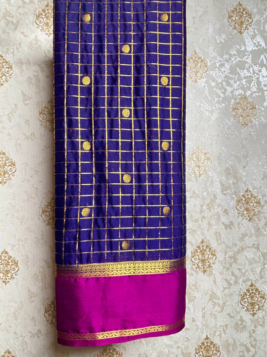 Semi mysore silk saree in checkered