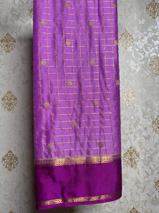 Semi Mysore silk saree in checkered