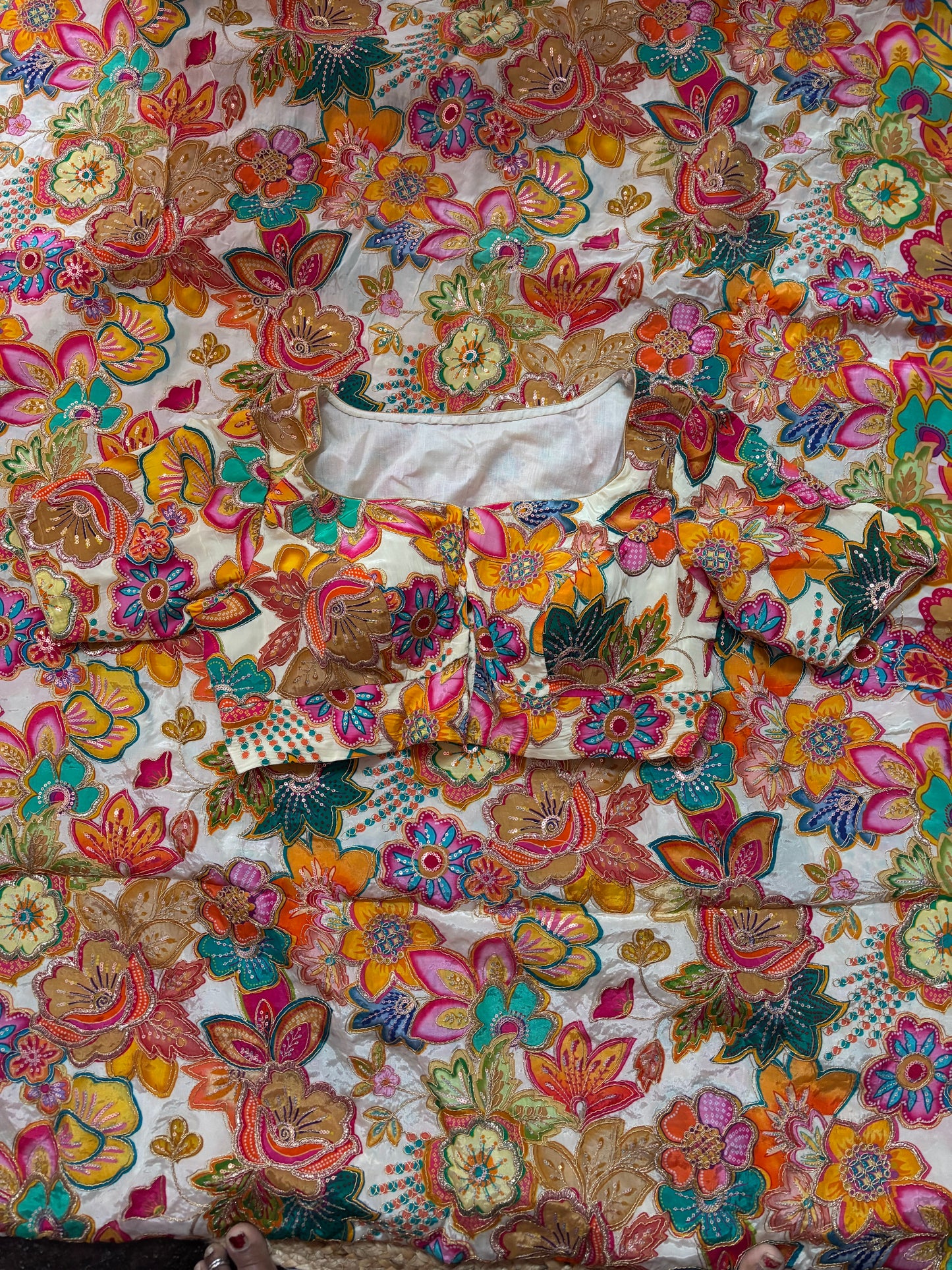 Natural crape blouse material