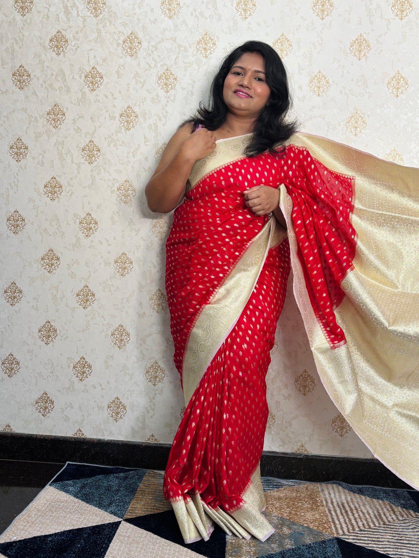 Semi banaras kaddi georgette