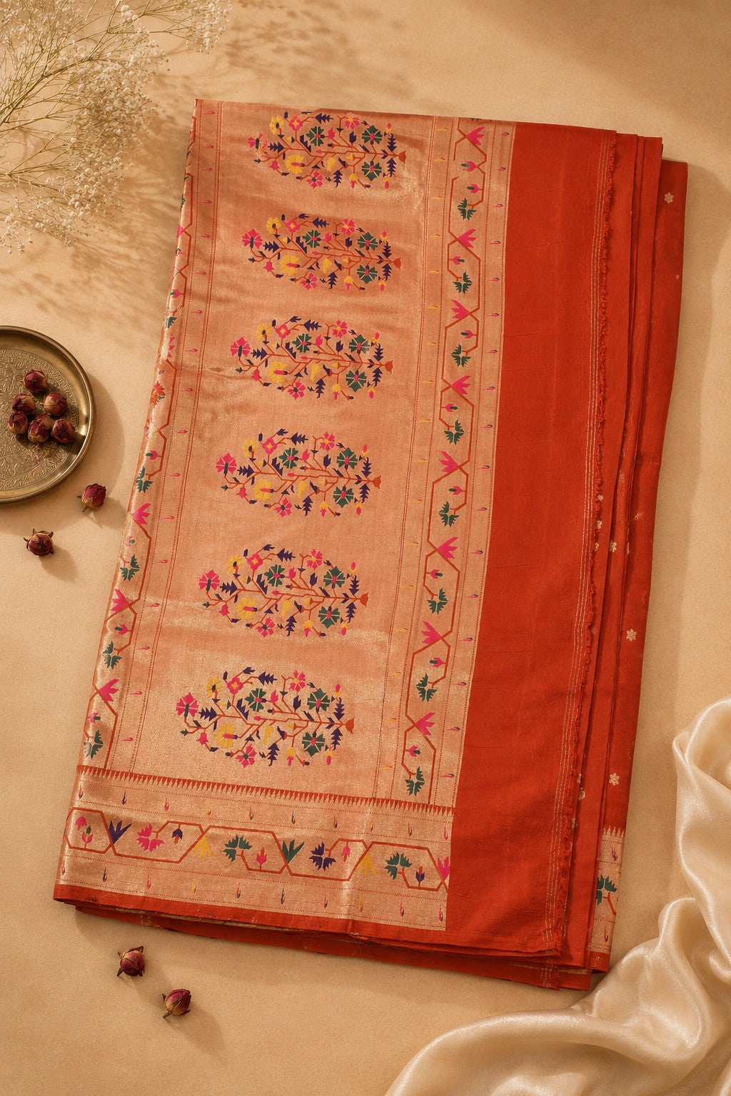 Dola silk With Paithani border